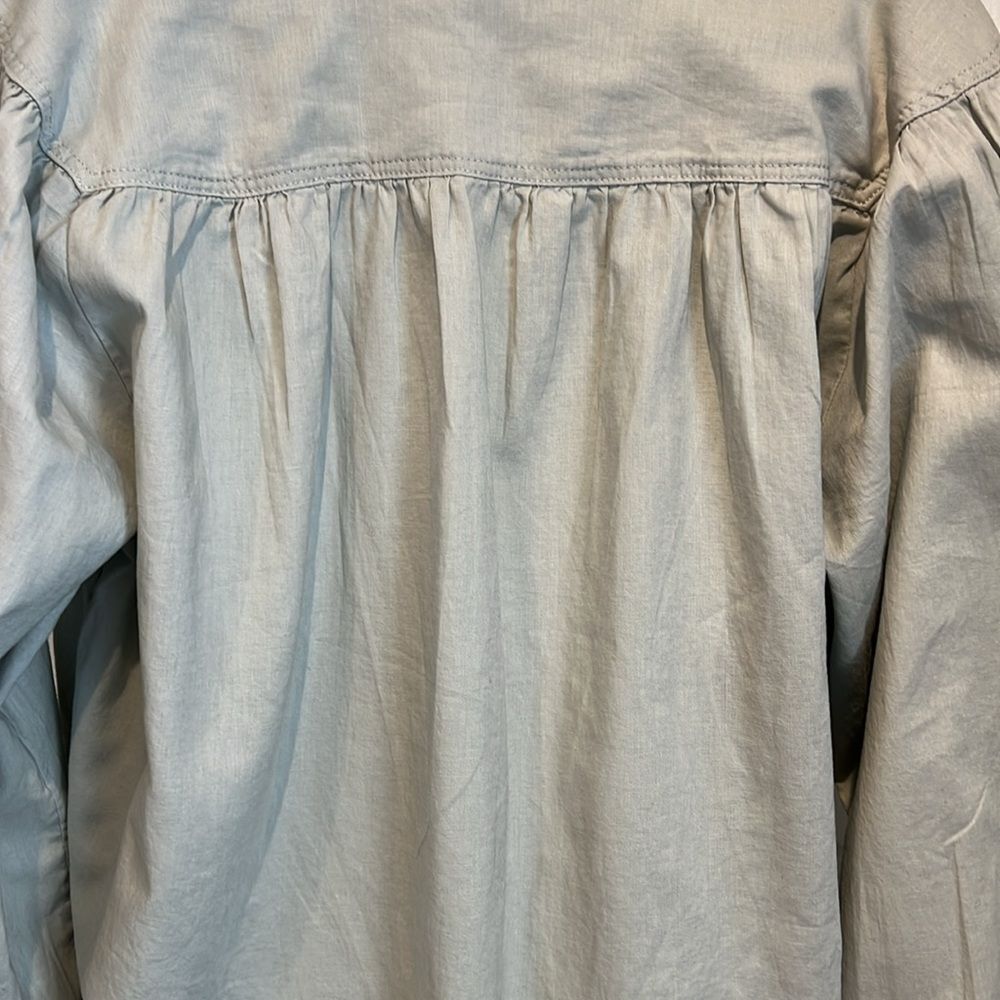 H&M Light Grey Linen/Cotton Blend V- Neck Oversized‎ Fit Top Size M - Picture 8 of 11